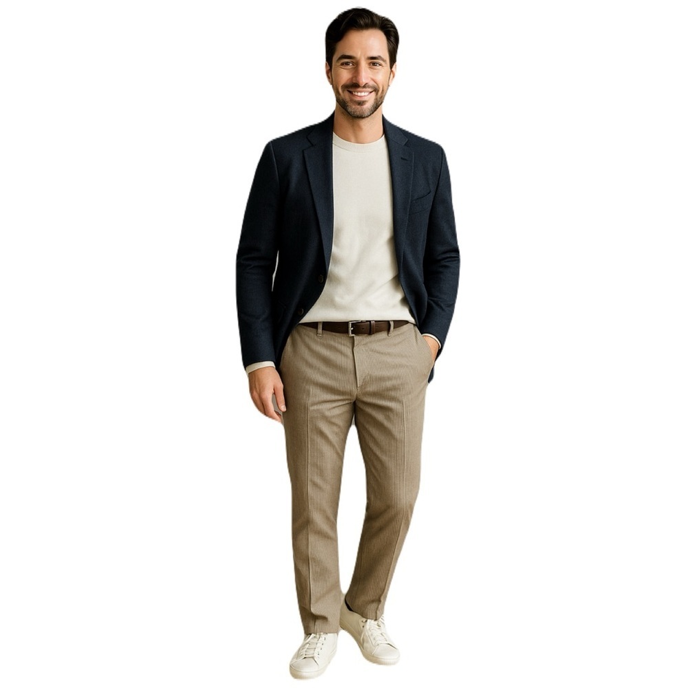 BANANA REPUBLIC Straight Fit Khaki Pinstripe Chino Pants Sz 35/30 Cotton Preppy